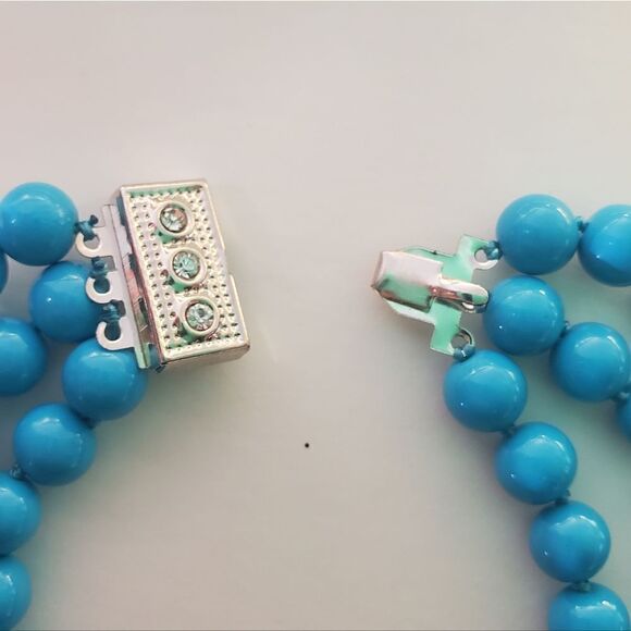 South Sea Shell Turquoise Blue Necklace 8 mm - 17, /18/19 inch Triple - Women's - Picture 5 of 7